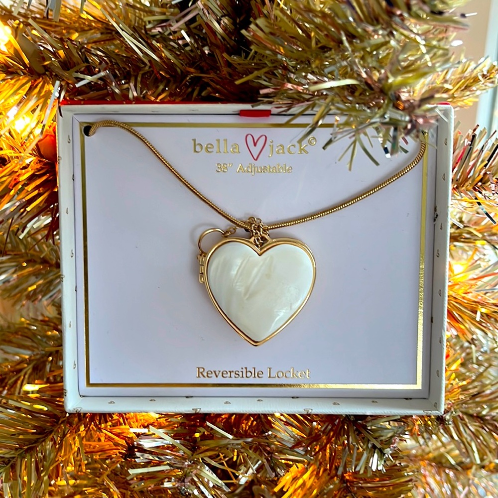 ❤️ NWT LOCKET Heart Ivory & Gold • Reversible! • Bella•Jack  💌